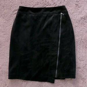 Women’s Black Mini Suade Skirt with faux Zipper Slit